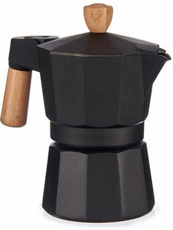 Καφετιέρα μπρίκι για Espresso από αλουμίνιο, για 3 φλυτζάνια καφέ, σε μαύρο χρώμα, 14x8.5x15.7 cm - Aria Trade