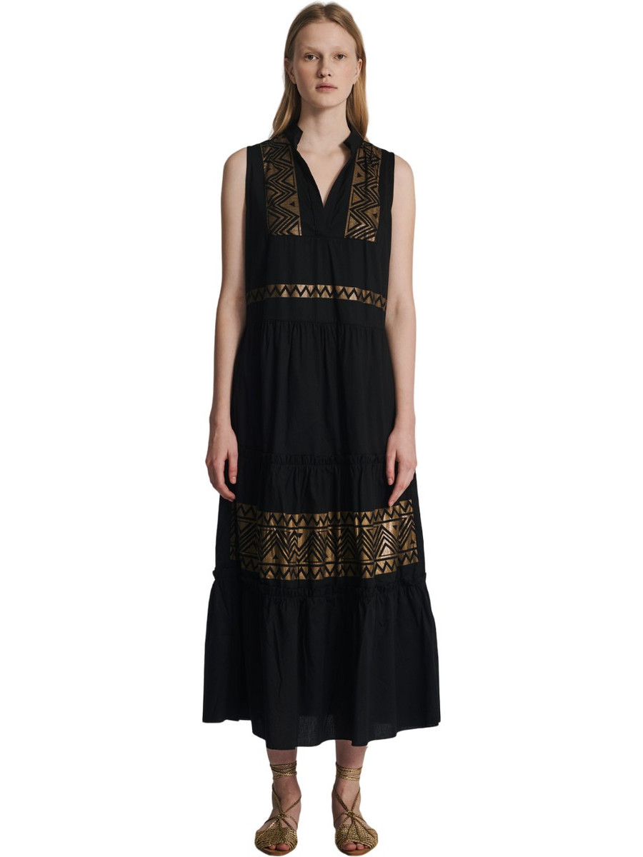 Staff Midi Καλοκαιρινό Καθημερινό Φόρεμα Τζιν Μαύρο Blossom 67-015.049.N0000