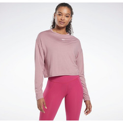 Reebok ACTIVCHILL+COTTON Long Sleeve Tee Γυναικείο Αθλητικό Crop Top Ροζ HK4834