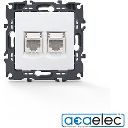 Aca PRIME Πρίζα Δικτύου Διπλή 2xRJ45, CAT6, UTP, IP20 - 1000113301