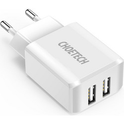 Choetech Φορτιστής Χωρίς Καλώδιο με 2 Θύρες USB-A White C0030