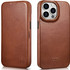 iCarer CE Oil Wax Premium Leather Folio MagSafe Book Brown (iPhone 14 Pro)