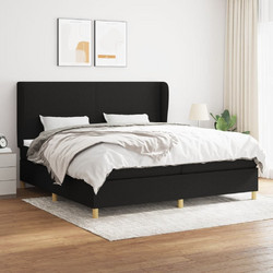 vidaXL Κρεβάτι Boxspring Υφασμάτινο με Στρώμα Μαύρο 200x200cm 3128391