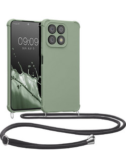 KWmobile Matte Θήκη Σιλικόνης με Λουράκι Λαιμού Honor X8a - Gray Green (61577.172)