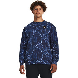 Under Armour Project Rock Rival Fleece Crew Ανδρικό Αθλητικό Φούτερ Μπλε 1380119-410