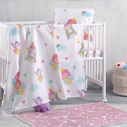 Rythmos Fairies Σετ Βρεφικά Σεντόνια Κούνιας Βαμβακερά 120x160 White