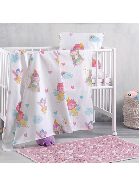 Rythmos Fairies Σετ Βρεφικά Σεντόνια Κούνιας Βαμβακερά 120x160 White