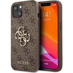 Guess Θήκη Πλάτης PU με Χρυσή Λεπτομέρεια 4G για iPhone 13 - Καφέ