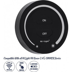 GloboStar 71403 FUT087-B Mi-Light Ασύρματο Χειριστήριο Αφής RF 2.4Ghz για όλα τα Μονόχρωμα Mi-BOXER Controller DC 3V 2 x AAA - IP20 Μαύρο Φ8 x Υ1.8cm - 5 Years Warranty