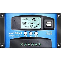 100Α Ρυθμιστης Φορτισης MPPT Διπλo USB οθόνη LCD 12V 24V ρυθμιστής φορτιστή ηλιακού πάνελ
