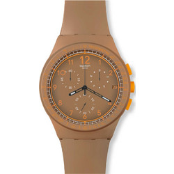 Swatch Crazy Nuts Ανδρικό Ρολόι Χρονογράφος με Καφέ Καουτσούκ Λουράκι SUSC400