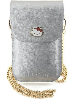 Hello Kitty Leather Metal Logo Chain bag - silver