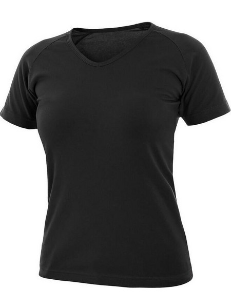Μπλουζάκι T-shirt ELLA γυναικείο με λαιμόκοψη V, μαύρο 95% βαμβάκι 5% ελαστάνη 180 g/m2 CXS