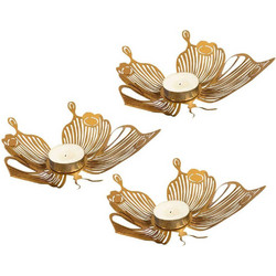 Κηροπήγιο Για Ρεσώ Papilio (Σετ 3Τμχ) 620ATP1109 22x18/16x9/16x13cm Gold Aberto Design Ατσάλι
