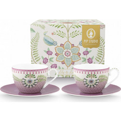 Pip Studio Lily & Lotus Σετ Φλιτζάνια Τσαγιού Πορσελάνης Λιλά 280ml 2τμχ 51004193