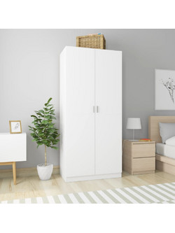 vidaXL Δίφυλλη Ντουλάπα Ρούχων Λευκή 90x52x200cm 800630