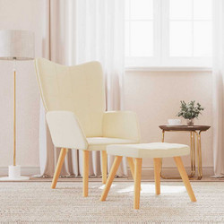 vidaXL Πολυθρόνα Relax με Υποπόδιο Εκρού 327932