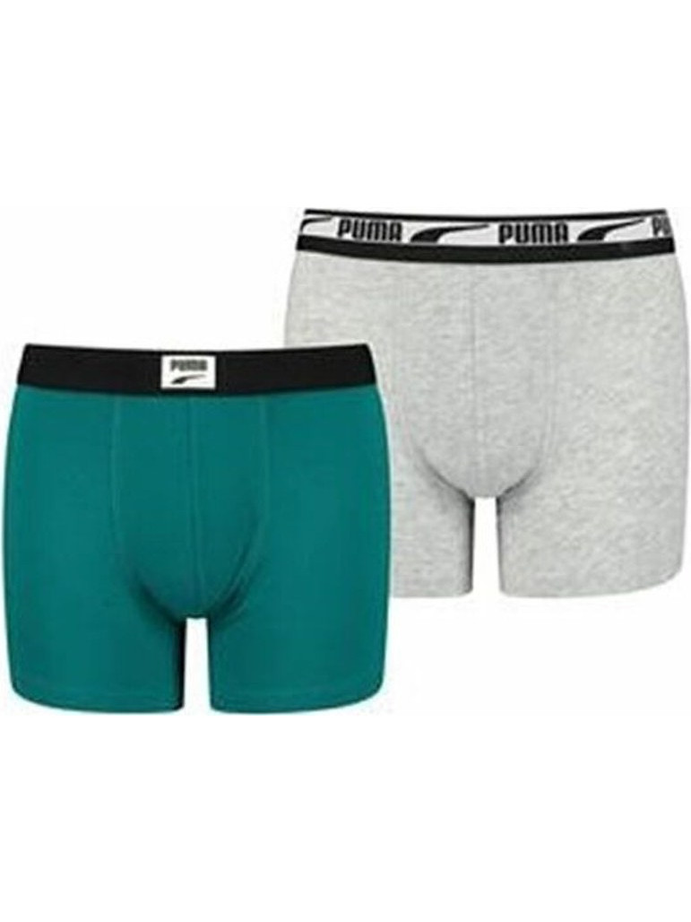 Children's boxer shorts Puma Logo Patch 2 Units Green Grey