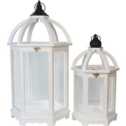 ORIANA ΦΑΝΑΡΙ SET 2ΤΜΧ ΞΥΛΟ ΓΥΑΛΙ ΛΕΥΚΟ 34 5 25x30 22xH62 5 45cm c462168