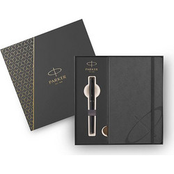 Πένα Parker Ι.Μ. Chrome Metallic Black BT με σημειωματάριο (1159.2301.62)