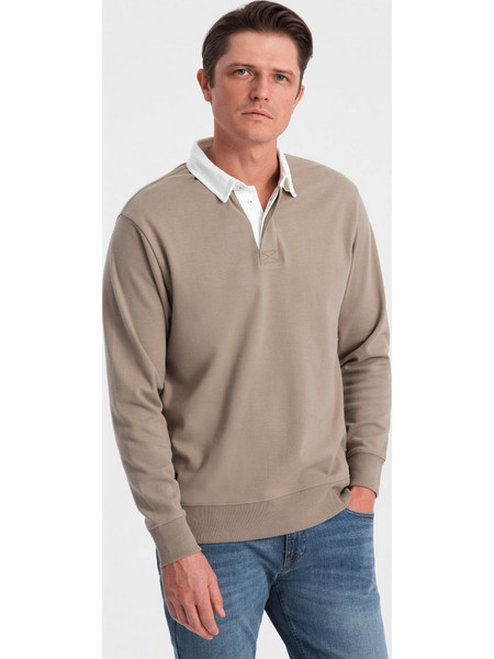 Polo Φούτερ Ombre Clothing OM-SSNZ-0132 beige