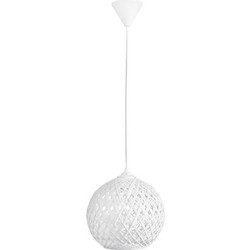 Heronia Lighting Κρεμαστό Φωτιστικό Οροφής με Σχοινί Μονόφωτο E27 Λευκό Φ20cm Silk-01 31-1139