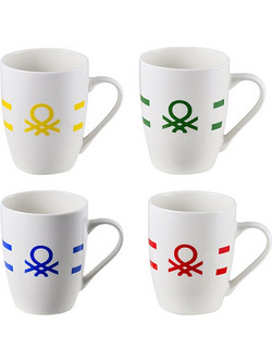 BENETTON Σετ 2 Τεμάχια Κούπα Πορσελάνης 360ml 11cm Διάφορα Χρώματα RAINBOW BE-0855-AA BGBE000855