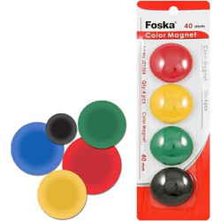 FOSKA Μαγνήτες Σετ 4τμχ 40mm Χρωματιστοί