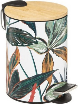 Κάδος Απορριμάτων Μπάνιου σε Tropical Floral μοτίβο με bamboo καπάκι, χωρητικότητας 3 Ltr