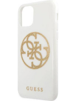 Guess 4G Glitter Circle Logo Back Cover White (iPhone 11 Pro Max)