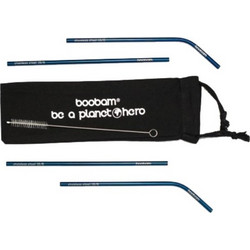 Boobam Straw Metal Titanium Blue Μεταλλικά Καλαμάκια 4 Τεμάχια