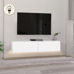 Megapap Έπιπλο Τηλεόρασης Ξύλινο Λευκό με Φωτισμό Led Μ135xΠ31.6xΥ25cm Aristo GP042-0170,1