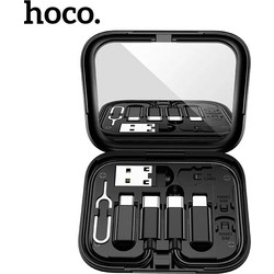 Σετ Αντάπτορες USB 6 σε 1 3A Micro, Type-C, Lightning, USB-A & Βάση Κινητού hoco U114 - Μαύρο