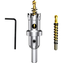 ASNOMY Carbide Hole Saw Carbide Drill Bit with 2 Titanium Coated Pilot for Carbide, Steel, Iron, Wood, Plastic 22mm