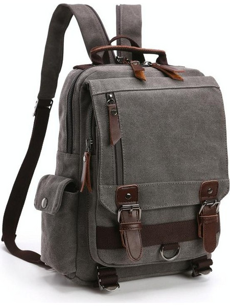 Outdoor Travel Messenger Canvas Chest Bag, Color: Gray Backpack
