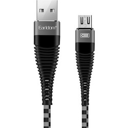 Earldom Καλώδιο Φόρτισης USB to micro-USB 1m 3A, μαύρο με ασημί (EC-022M)