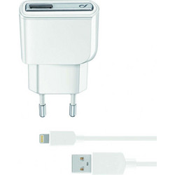 Cellular Line Φορτιστής με Καλώδιο Lightning με Θύρα USB-A 5W White 226878