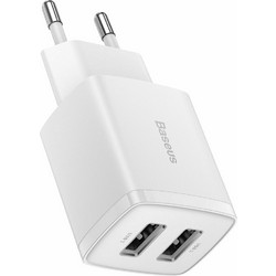 Baseus Compact CCXJ010202 Φορτιστής Χωρίς Καλώδιο με 2 Θύρες USB-A 10.5W White