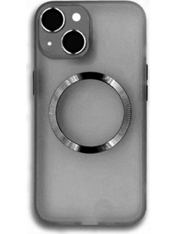 Back Cover Σιλικόνης με MagSafe και Προστασία Κάμερας για iPhone 14 Διάφανο Μαύρο