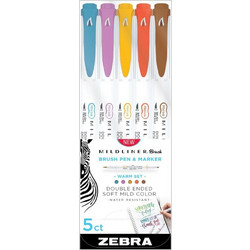 Zebra Mildliner Double Ended Brush Pen & Marker Bold & Fine Point 5 Pack Warm Set (ZB-79305) (ZEB79305)