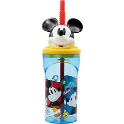 Stor 3D Mickey Mouse Παιδικό Ποτήρι Πλαστικό BPA Free με Καλαμάκι Μπλε 360ml