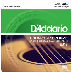 D'Addario EJ18 Σετ 6 Χορδές Ακουστικής Κιθάρας Phosphor Bronze 14-59" Hard Tension