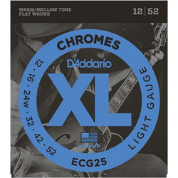 D'Addario ECG25 Σετ 6 Χορδές Ηλεκτρικής Κιθάρας Chrome 12-52" Light Tension