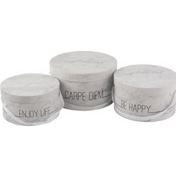 Kουτιά Aποθήκευσης Στρογγυλά Marble Xάρτινα Λευκό Aσημί