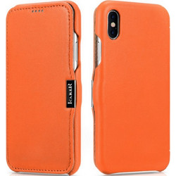 Θήκη Apple iPhone X / XS - iCarer Luxury Series Side-Open Δερμάτινη - Orange (RI802-OG)