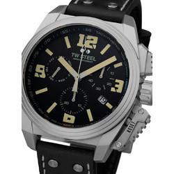 TW Steel Ανδρικό Ρολόι Χρονογράφος με Μαύρο Δερμάτινο Λουράκι TW1111