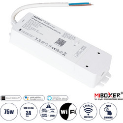 71437 WL1-P75V24 Mi-BOXER DC Smart Wifi & RF 2.4Ghz & Push Dimming Power Supply Τροφοδοτικό SELV & Controller / Dimmer All in One AC100-240V σε DC 24V 1 x 3A 75W - Max 3A 75W - IP20 Μ19 x Π5.5 x Υ3.2c
