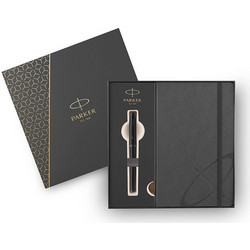 P Ι.Μ. CR METAL.BLACK ΒΤ FPM+NB FOUNTAIN Pen Black Parker και Α5 Σημειωματάριο Ριγέ με Λάστιχο Μάυρο 1159.2301.62