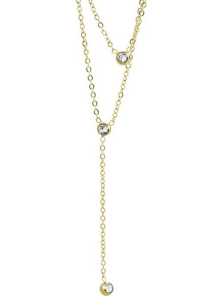 Ατσάλινο κολιέ με κρύσταλλα Swarovski επιχρυσωμένο (J1036)