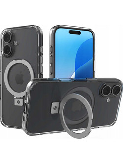 Θήκη iPhone 16 Spacecase Ring Pro Mag Σκληρή με MagSafe & KickStand - Clear (5905719112196)